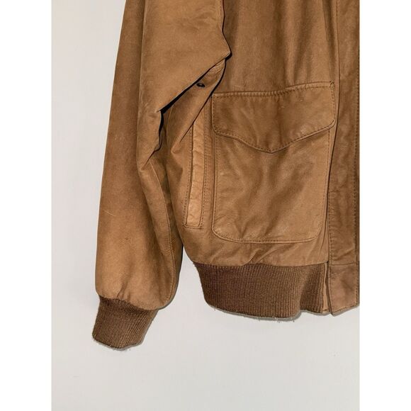 Vintage Global Identity G-III Leather Bomber Jacket Brown Flight Map Mens Large - Picture 3 of 16